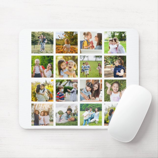 Erinnerungen in Bewegung: Anpassbare 16-FotoCollag Mousepad (Mit Mouse)