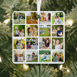 Erinnerungen in Bewegung: Anpassbare 16-FotoCollag Ornament Aus Metall