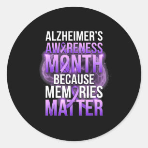 Erinnerungen lila Band Alzheimer-Monatsbewusstsein Runder Aufkleber