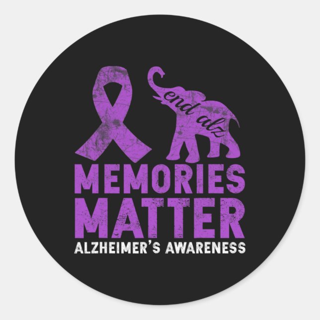 Erinnerungen Matter Alzheimer - Lila Elefant Runder Aufkleber (Vorderseite)