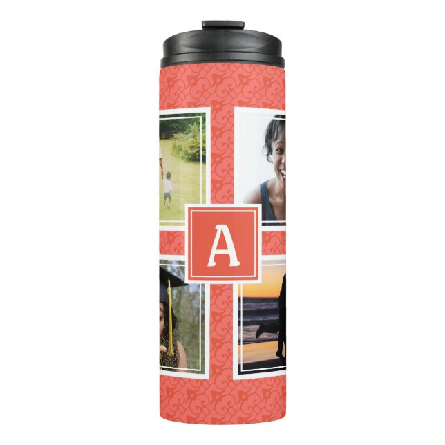 Erinnerungen MONOGRAM Foto Template Coral Thermosbecher (Vorderseite)