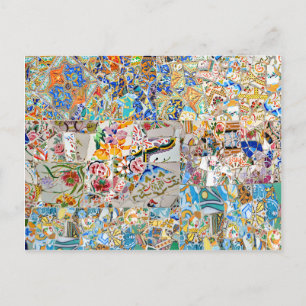 Erinnerungen. Park Güell. Großes Mosaik. Teil 1. Postkarte