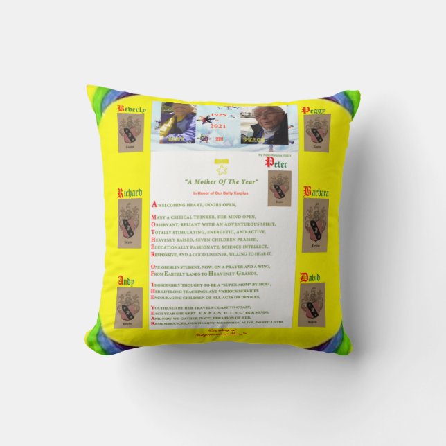 "Erinnerungen von Betty Karplus 1925-2021" Pillow Kissen (Vorderseite)