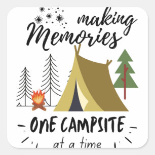 Erinnerungen zu einem Campingplatz nach dem andere Quadratischer Aufkleber