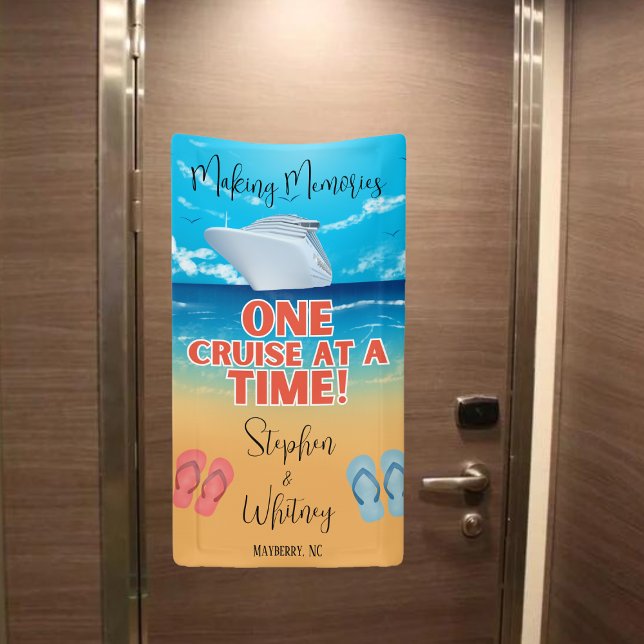 Erinnerungen zu einer Kreuzfahrt nach einer Kreuzu Banner (Personalized Couple's Fun Cruise Door Banner)