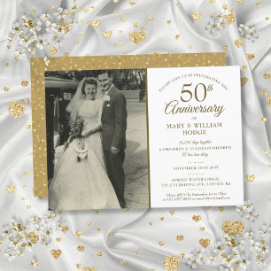 Erinnerungen zum 50. Jubiläum Hochzeit Foto Einladung
