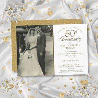 Erinnerungen zum 50. Jubiläum Hochzeit Foto Einladung