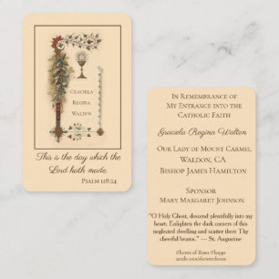 Erinnerungs-heiliger Karten-Beruf-Glaube RCIA Visitenkarte