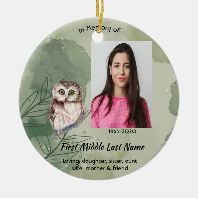 Erinnerungsandenken Süße Eule Vogel Keramik Ornament (Vorne)