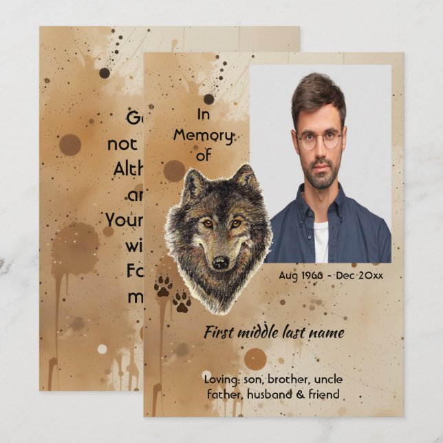 Erinnerungsandenken Wolf Wölfe Tier Einladung (Vorne/Hinten)