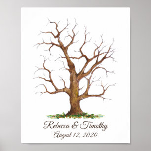 Erinnerungsbuch Hochzeits-Fingerabdruck-Baum Gäste Poster