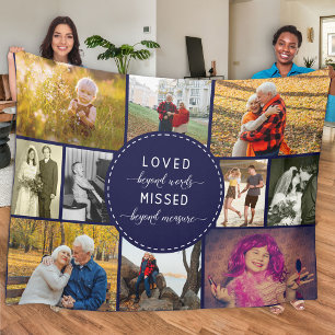 Erinnerungsfoto Collage Loved Beyond Words Blue Fleecedecke