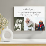 Erinnerungsfoto Collage Sleep in Peace White Leinwanddruck<br><div class="desc">Erstellen Sie ein individuelles Foto, verpackte Leinwand in Erinnerung an jemanden besonderen. Die Gedenkbotschaft ist vollständig editierbar und lautet derzeit "Danke für ein Leben voller Liebe und Glück - Schlaf in Frieden mein Liebling". Es wird in eleganter, handgeschriebener Schrift und modernem Großbuchstaben geschrieben. Die Fotovorlage ist für Sie bereit, 3...</div>
