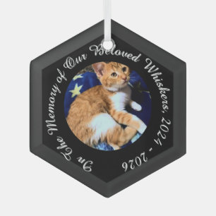 Erinnerungsfoto Katze, Name, Text, auswechselbar, Ornament Aus Glas