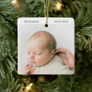 Erinnerungsfoto vom Neugeborenen Keramikornament