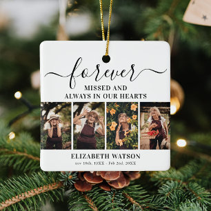 ErinnerungsfotoCollage   Für immer in unserem Herz Keramikornament