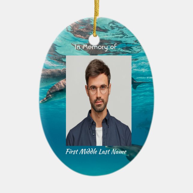 Erinnerungsgeschenk Delfine Unterwasser Ozean Keramik Ornament (Vorne)