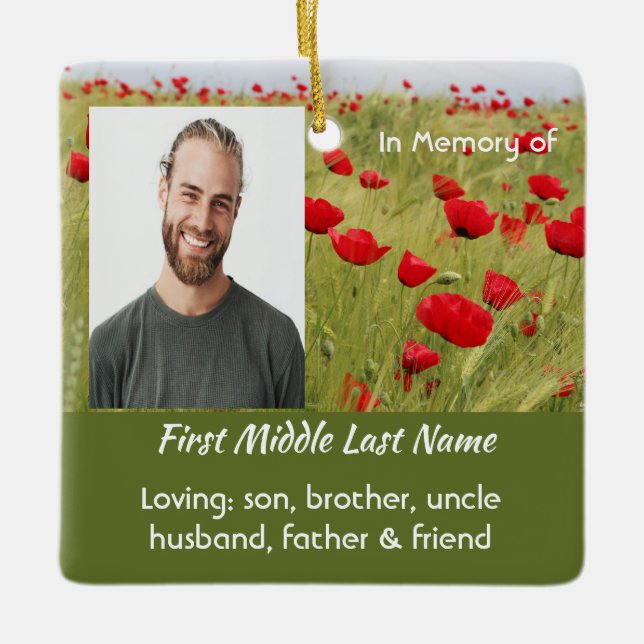 Erinnerungsgeschenk Feld roter Mohn Keramikornament (Vorderseite)