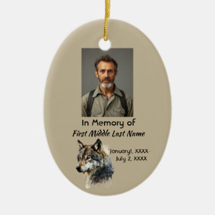Erinnerungswasserfarbe-Wolf-Andenken-Ornament Keramik Ornament
