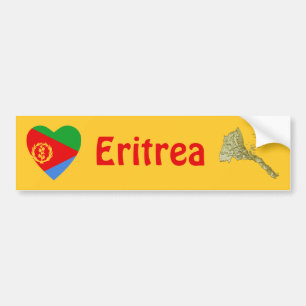 Eritrea-Flagge Herz + Karte Aufkleber Autoaufkleber