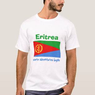 Eritrea-Flagge + Karte + Text-T-Shirt T-Shirt