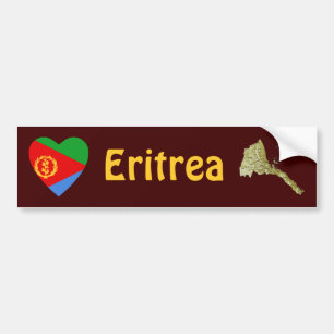 Eritrea-Flaggen-Herz + Karten-Autoaufkleber Autoaufkleber