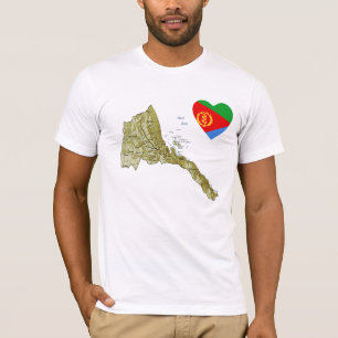 Eritrea-Flaggen-Herz und Karten-T - Shirt