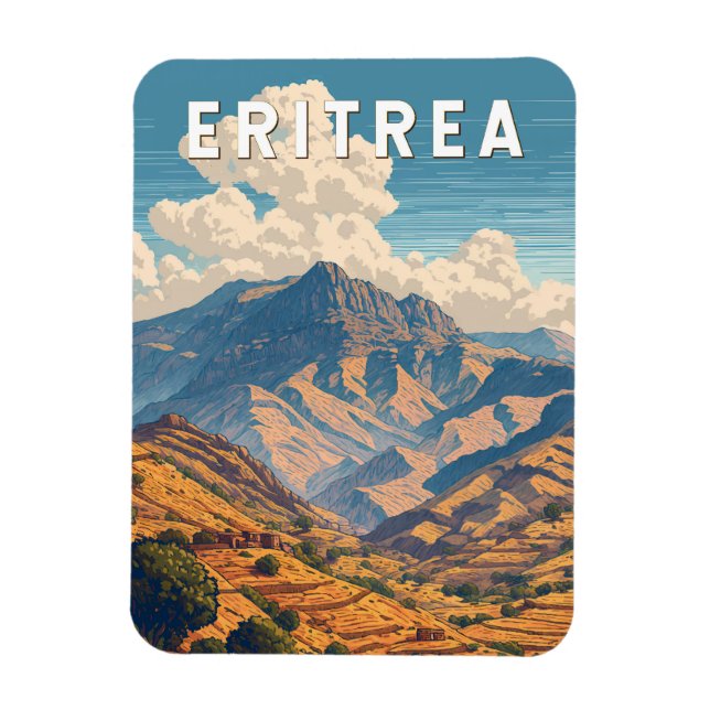 Eritrea Illustration Travel Art Vintag Magnet (Vertikal)