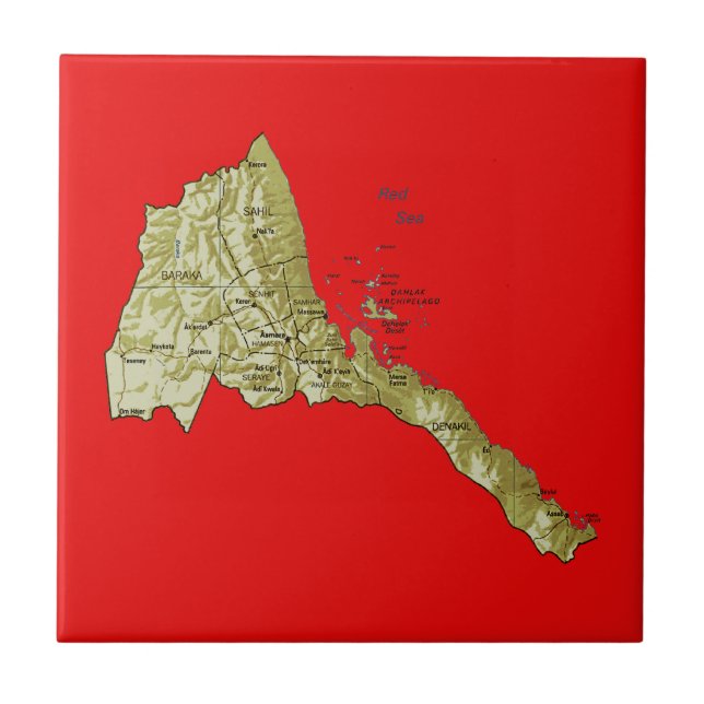 Eritrea-Karten-Fliese Fliese (Vorderseite)