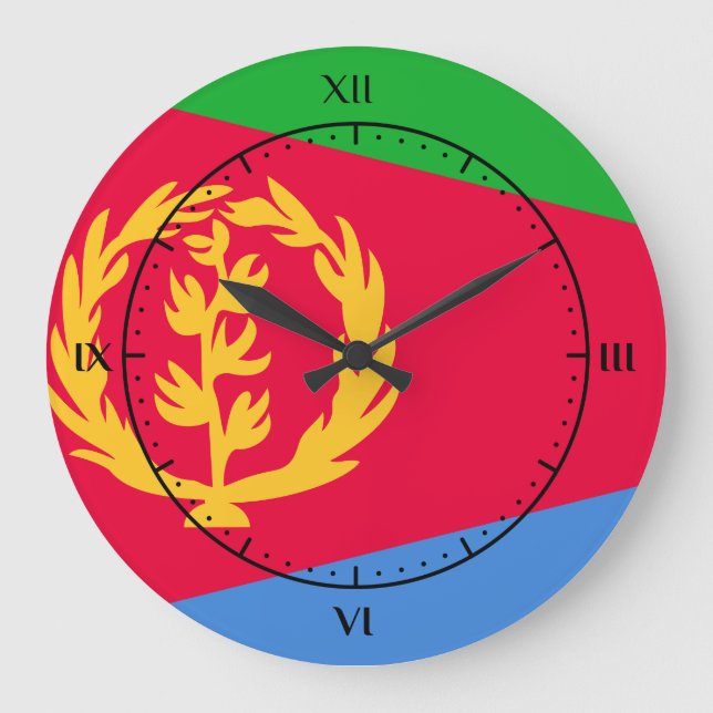 Eritrean flag Clocks Große Wanduhr (Vorderseite)