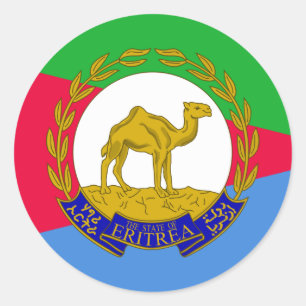Eritreische Flagge und Nationallogo, Flagge Eritre Runder Aufkleber