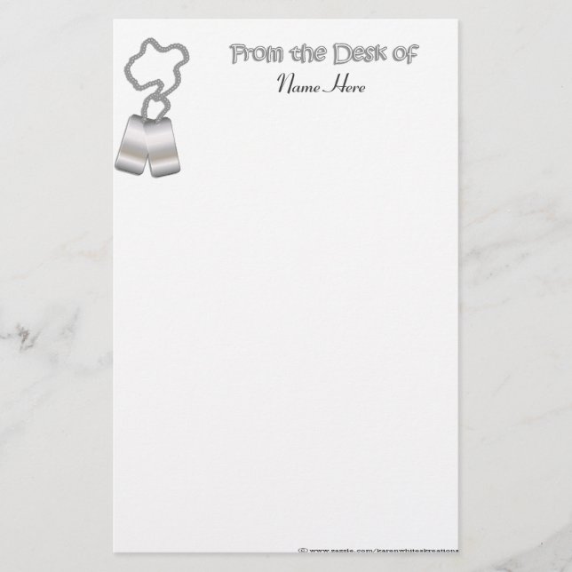 Erkennungsmarke stationär briefpapier (Vorderseite)