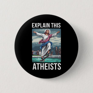 Erkläre dies Atheisten Jesus Skateboarding Lustig Button