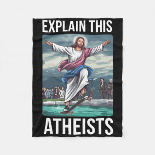 Erkläre dies Atheisten Jesus Skateboarding Lustig Fleecedecke