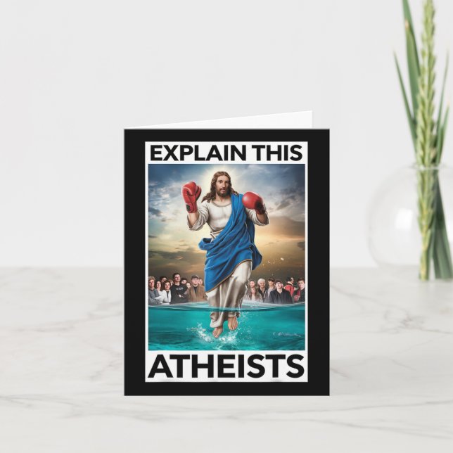 Erklären Sie diesen Atheisten Jesus Boxhandschuhe  Karte (Vorderseite)