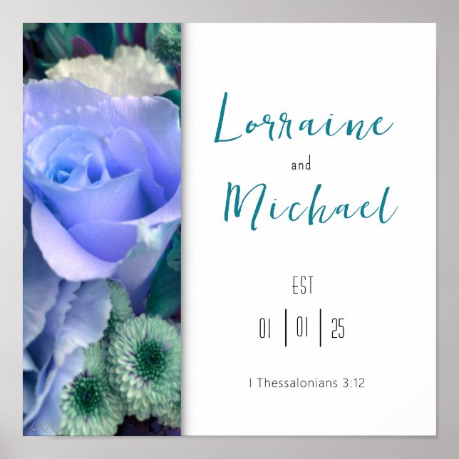 Erklärung der Liebe Aquamarine Rose Poster (Vorne)
