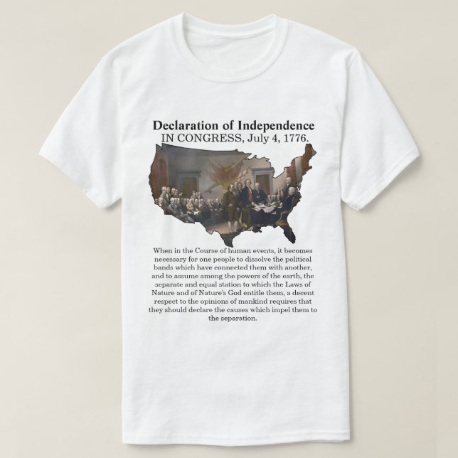 Erklärung des Unabhängigkeitskodexes, 4. Juli 1776 T-Shirt (Design vorne)