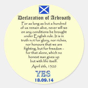 Erklärung von Arbroath Scottish-Unabhängigkeit Runder Aufkleber
