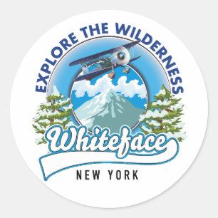 Erkunde die Wildnis, Whiteface New York  Runder Aufkleber