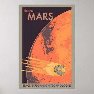 Erkunde Mars im Retro-Stil Mars-Exploration NASA Poster