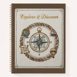 Erkunden & Entdecken Bestickter Nautilus-Kompass Notizbuch