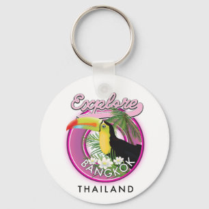 Erkunden Sie Bangkok Indonesien Reise Logo Schlüsselanhänger