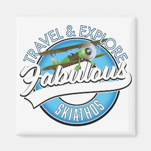 Erkunden Sie das fabelhafte Skiathos Logo Magnet