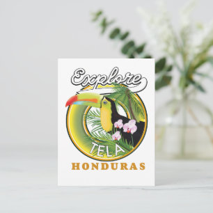 Erkunden Sie das Tela Honduras Reise Logo Postkarte