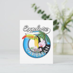 Erkunden Sie den karibischen Reiseaufkleber. Postkarte