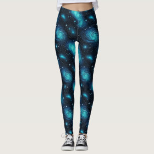 Erkunden Sie den Kosmos in lebendigen blauen Galax Leggings