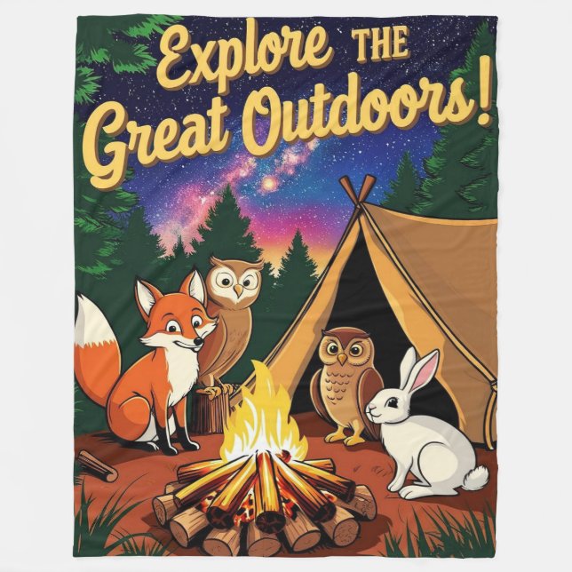 Erkunden Sie die Outdoor-Camping-Szene Fleecedecke (Vorderseite)