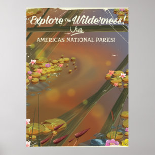 Erkunden Sie die Wildnis! Besuchen Sie die USA Poster