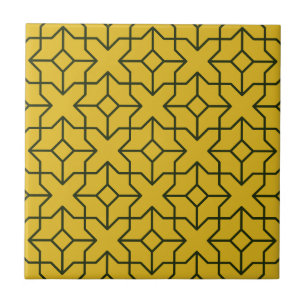 Erkunden Sie ein symmetrisches gelbes geometrische Fliese
