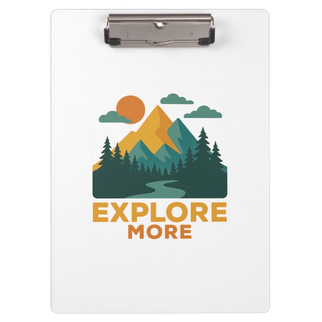 Erkunden Sie mehr - Retro Mountain & Forest Advent Klemmbrett (Vorderseite)